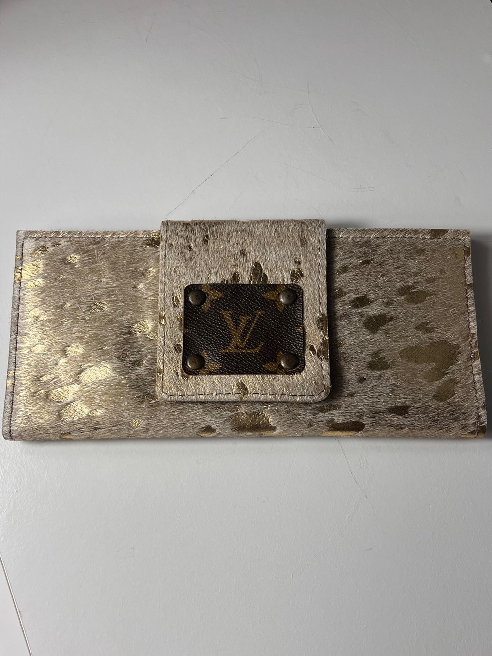Keep it Gypsy up cycled Metallic Beige Haircalf Continental Wallet